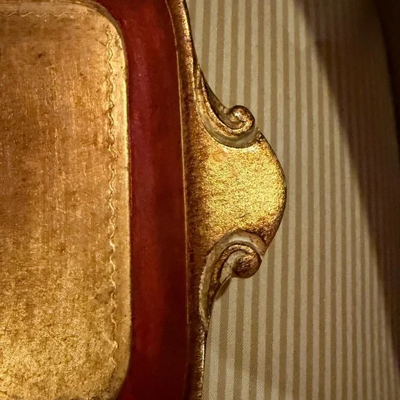 Vintage Tray Vietri Venetian Florentine Gilt with Red Gold Accents Made in Italy - Picture 6 of 11